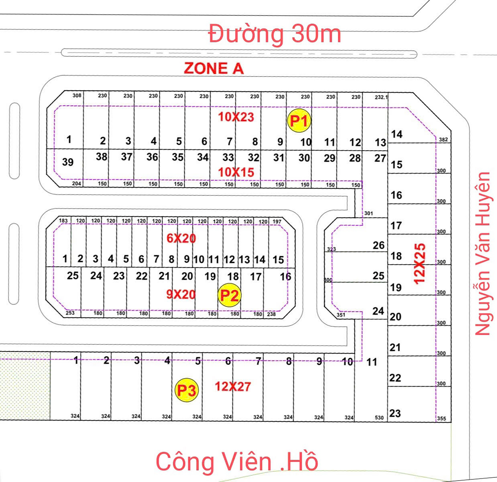 Mặt bằng biệt thự phân khu P Ciputra