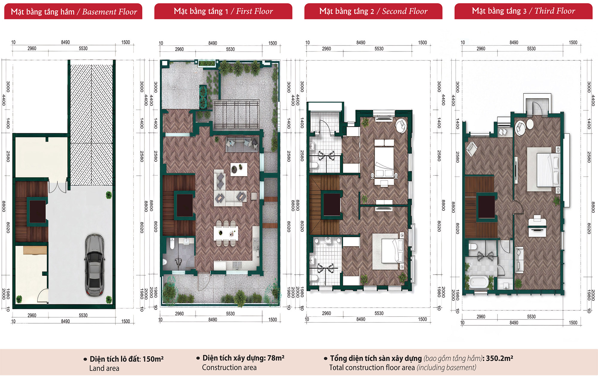 Mẫu biệt thự khu P Ciputra 150m2 (10x15)