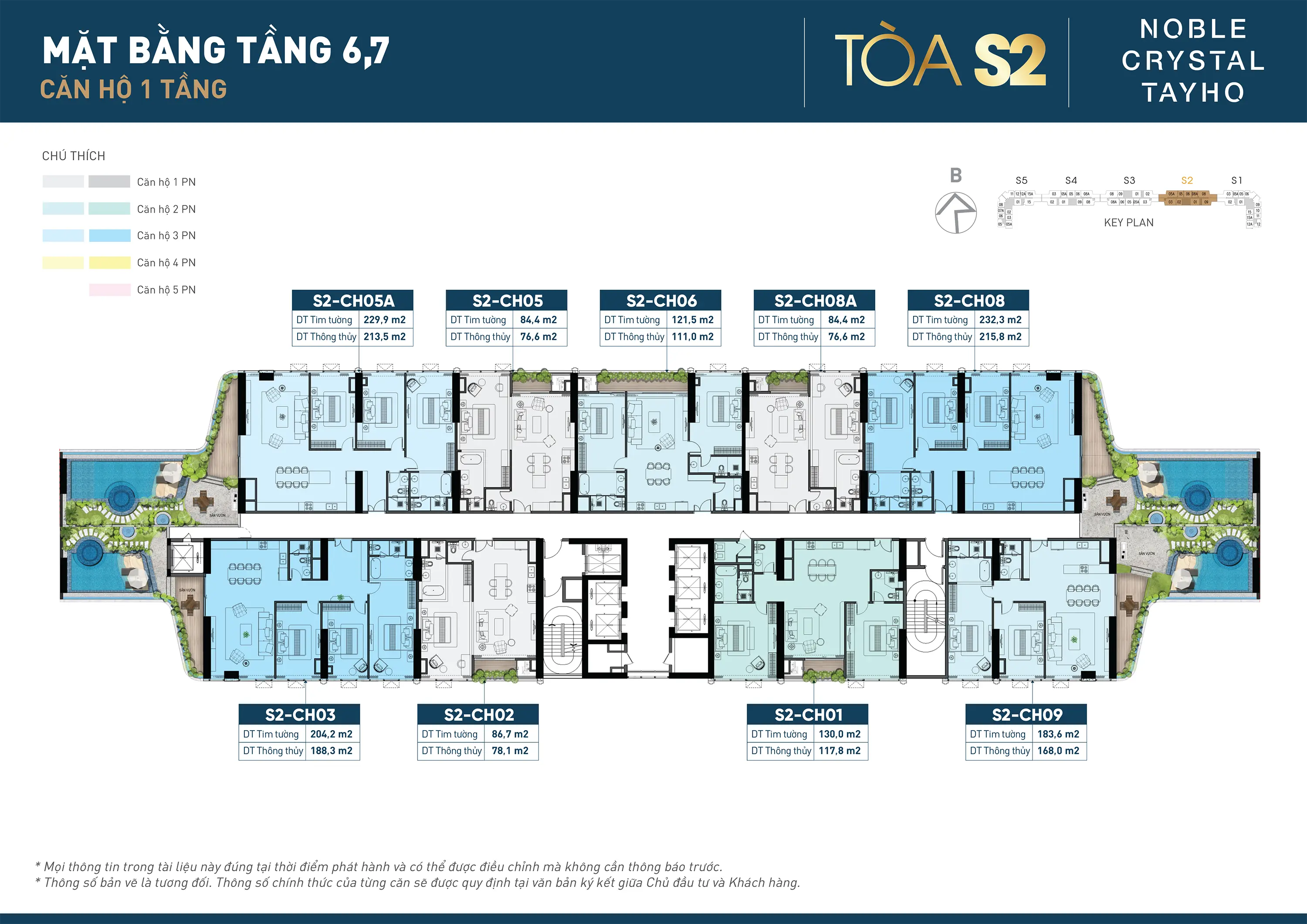 Mặt bằng tầng 6&7 tòa S2 Noble Crystal Tây Hồ