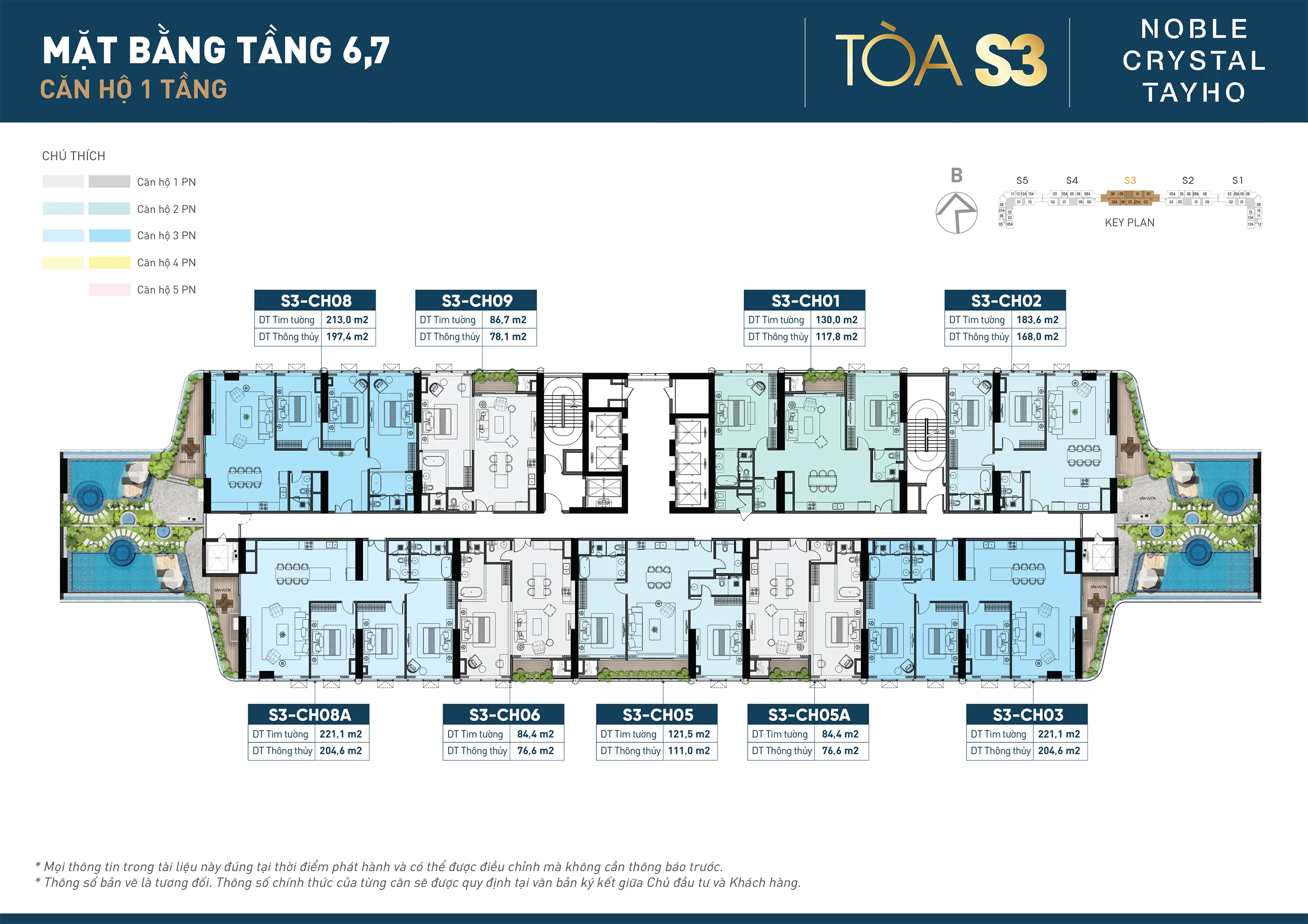 Mặt bằng tầng 6&7 tòa S3 Noble Crystal Tây Hồ