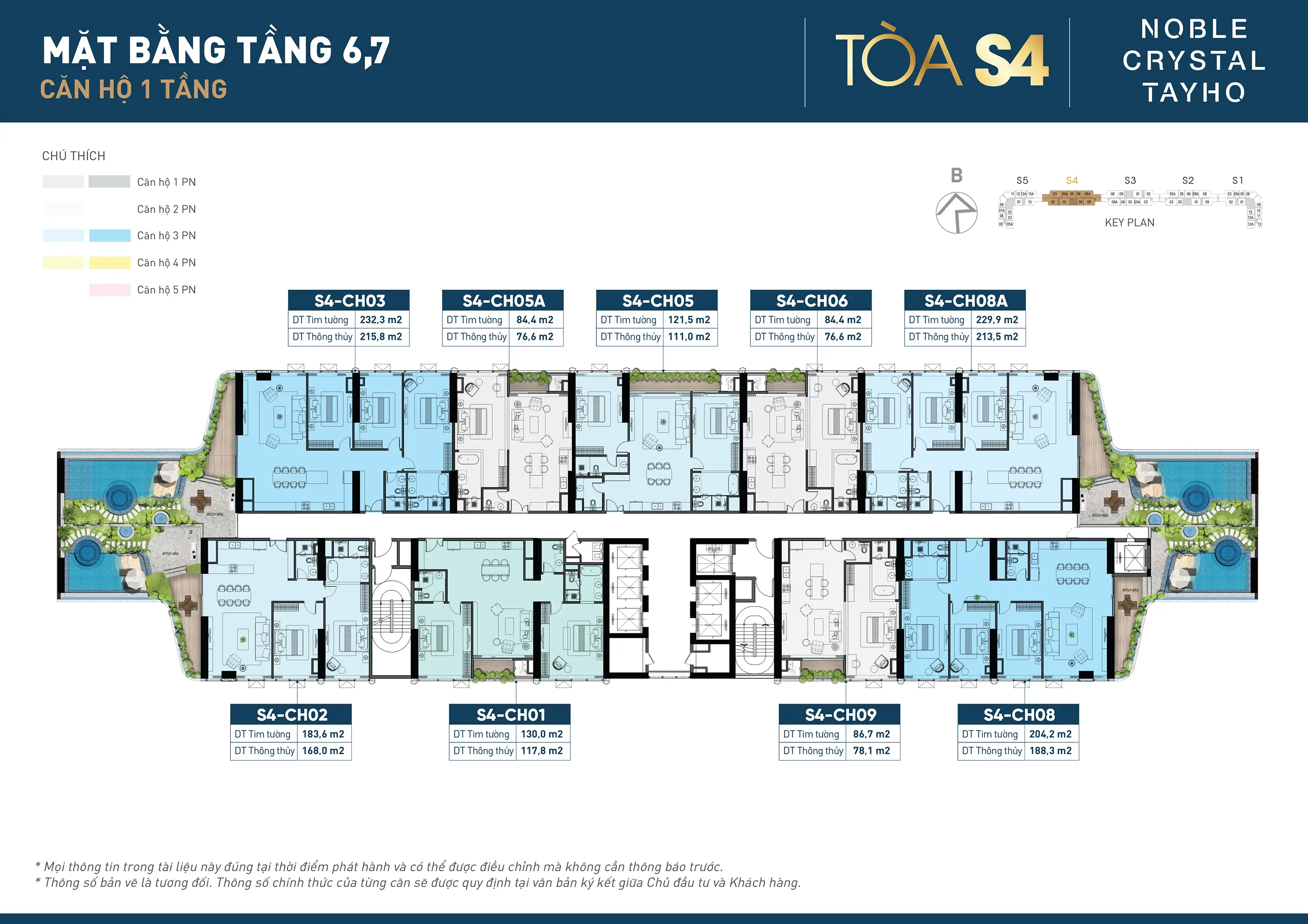 Mặt bằng tầng 6&7 tòa S4 Noble Crystal Tây Hồ
