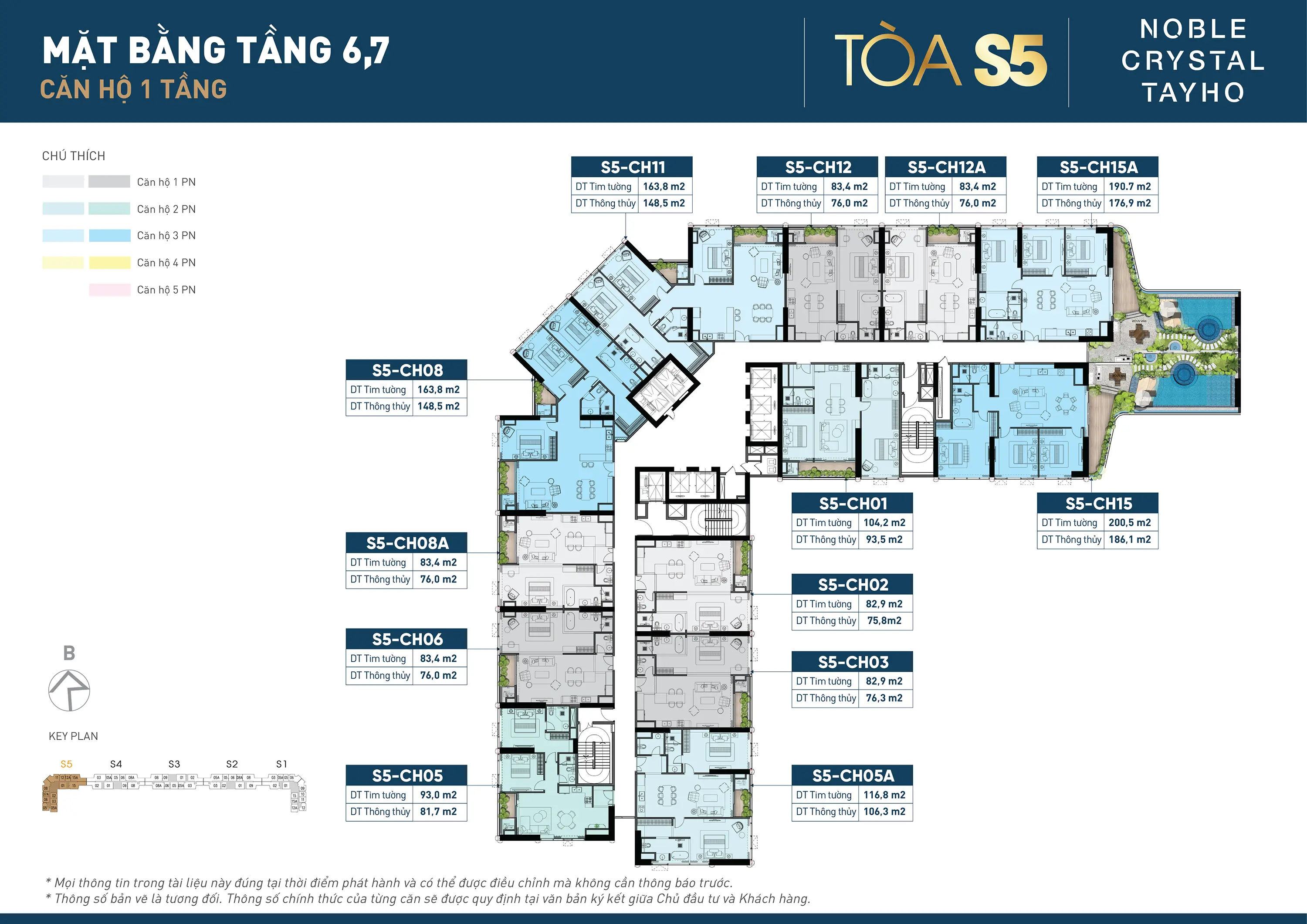 Mặt bằng tầng 6&7 tòa S5 Noble Crystal Tây Hồ