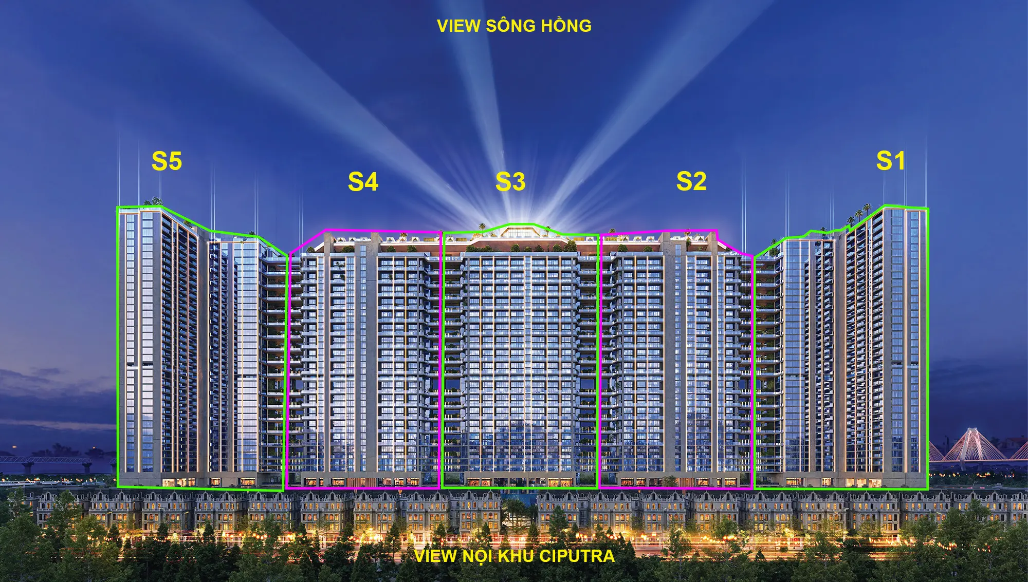 Vị trí tòa S1 - S5 chung cư Noble Crystal Tây Hồ