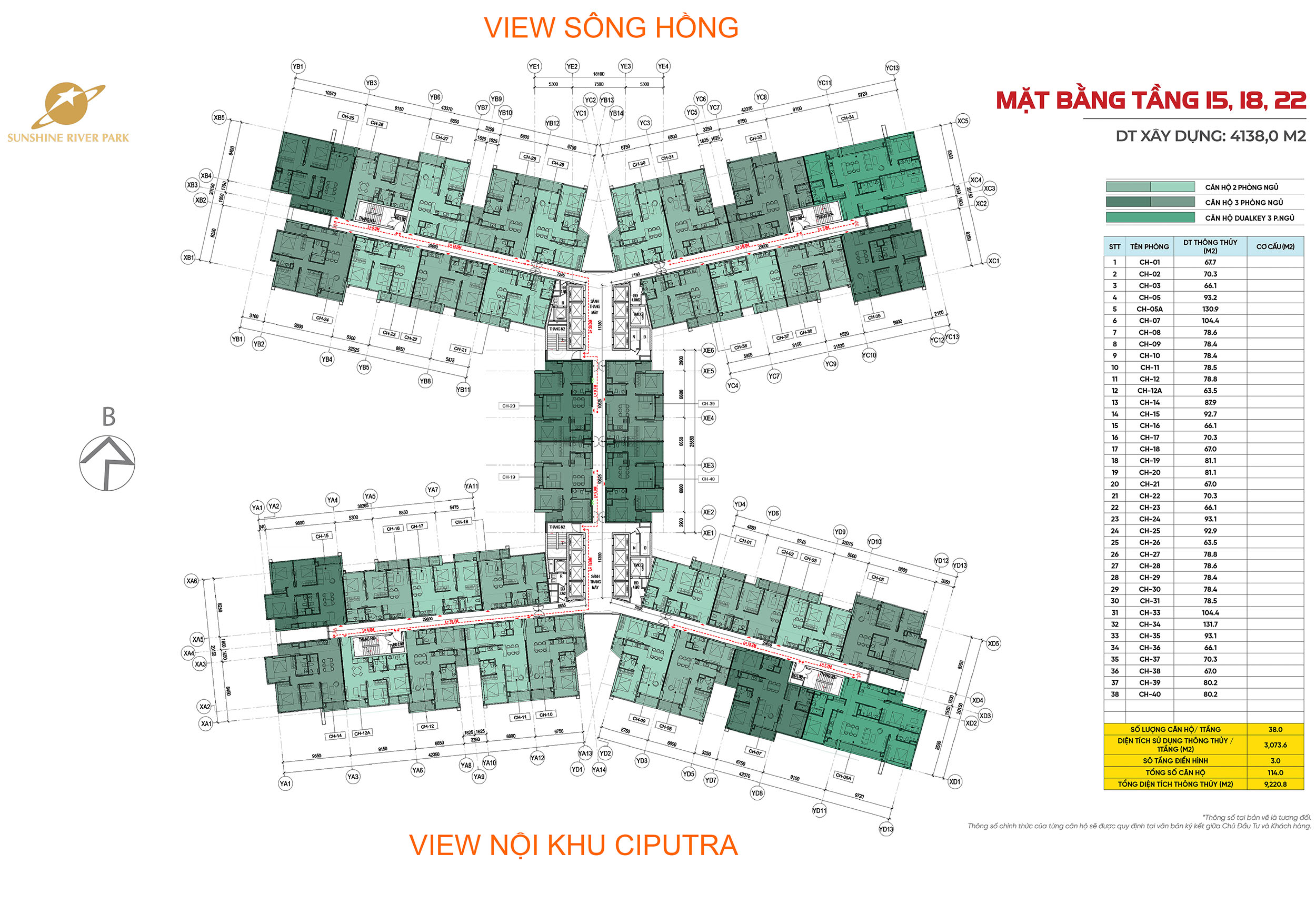 Mặt bằng tầng chung cư Sunshine River Park