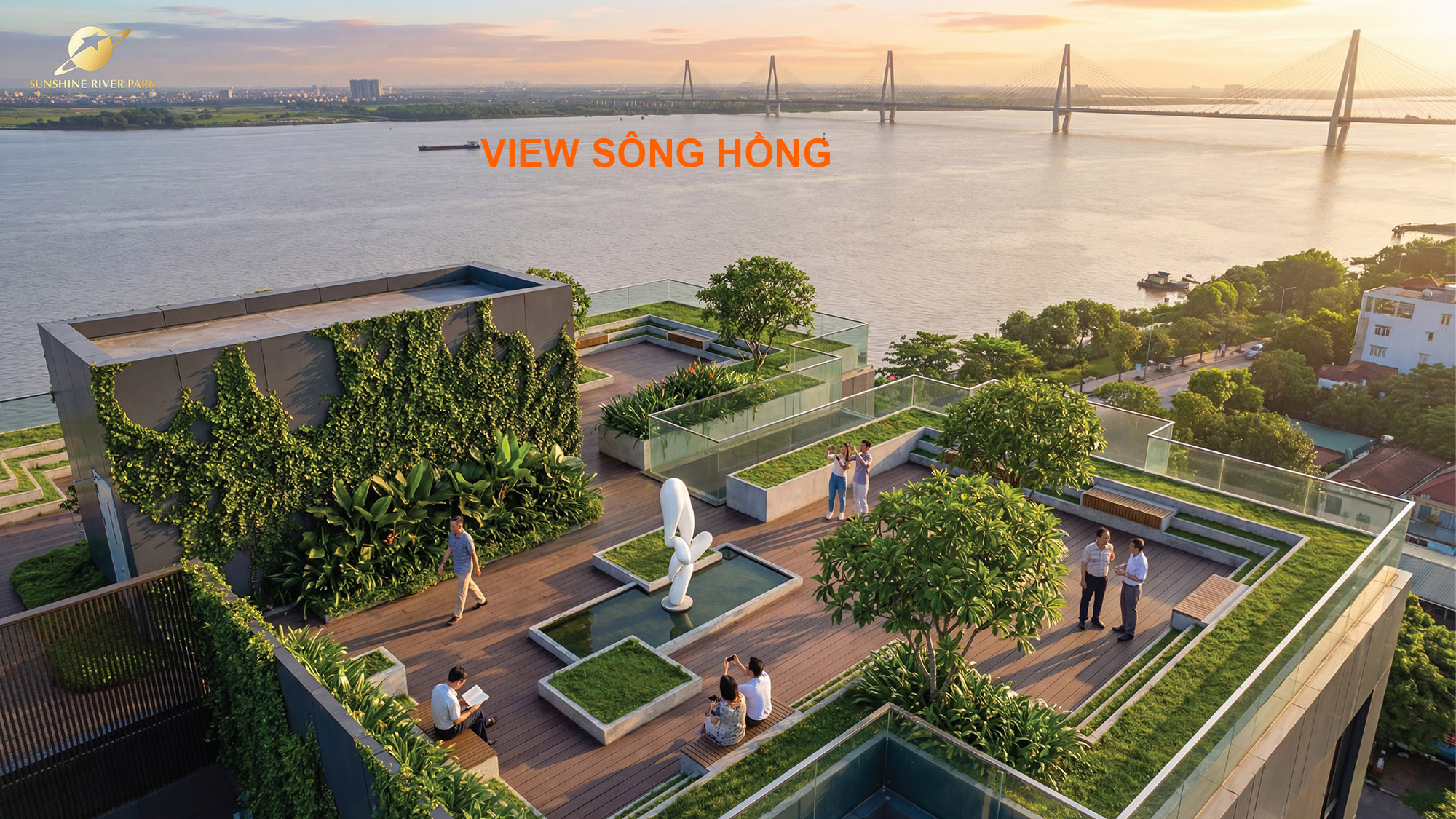 View sông Hồng nhìn từ tầng mái 25 của dự án chung cư Sunshine River Park