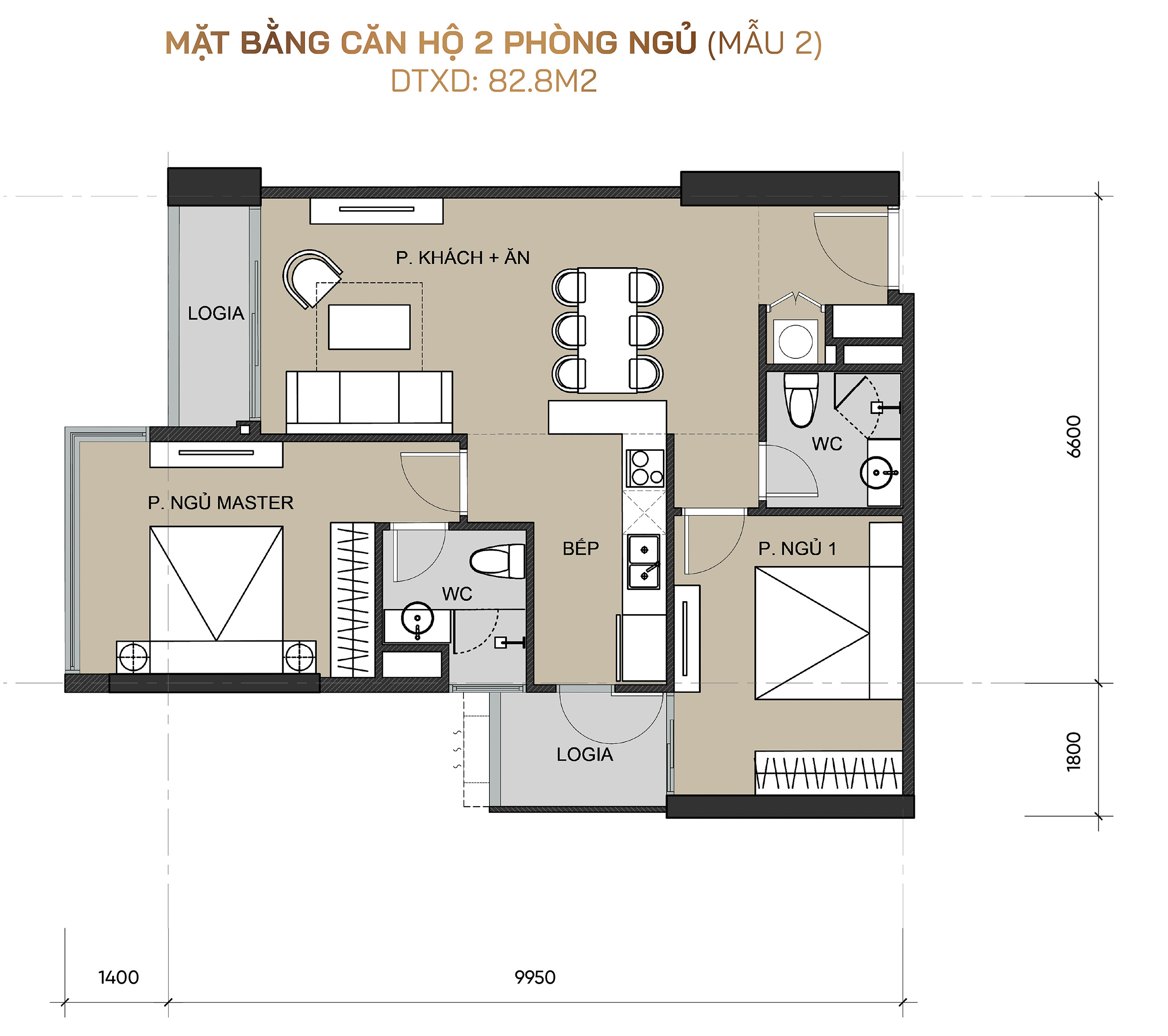 Hình ảnh bóc mái căn hộ 2 PN mẫu 2