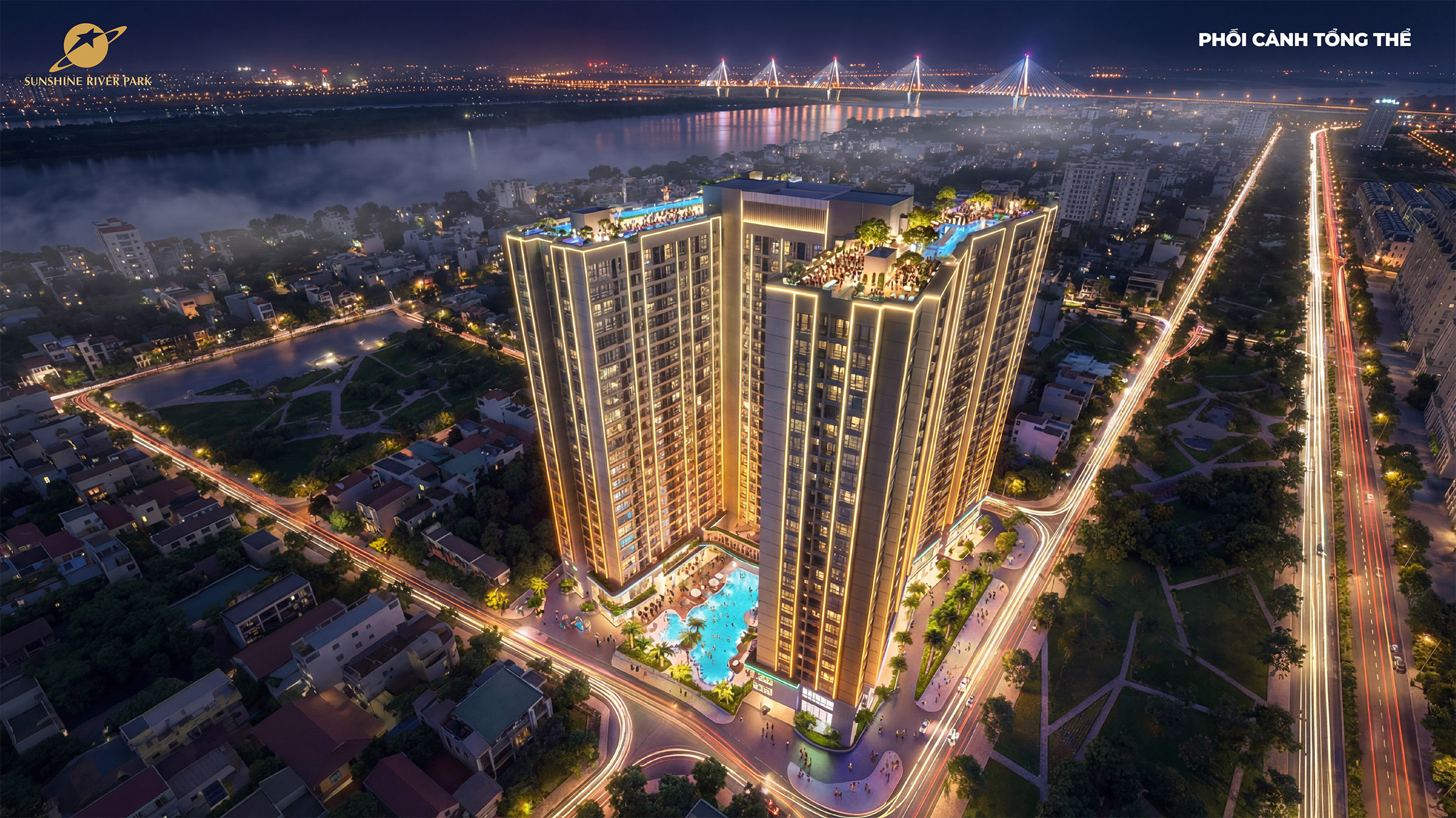 Phối cảnh tổng thể chung cư Sunshine River Park Tây Hồ
