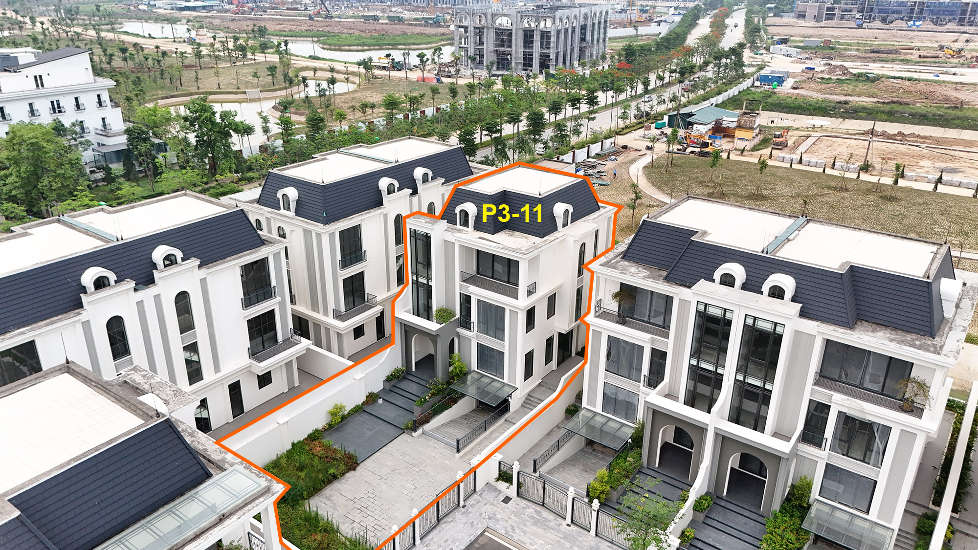Diện tích sân vườn căn biệt thự P3-11 khu P Ciputra